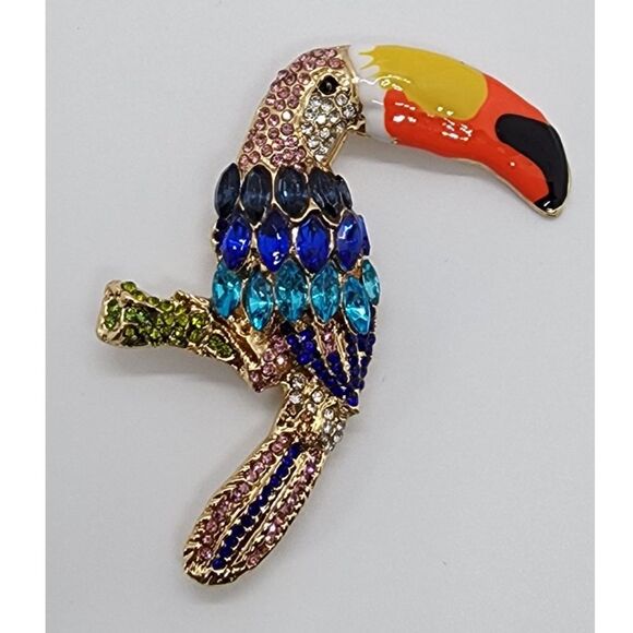 Toucan Tropical Bird Brooch Gorgeous Colorful Jungle - Picture 3 of 4